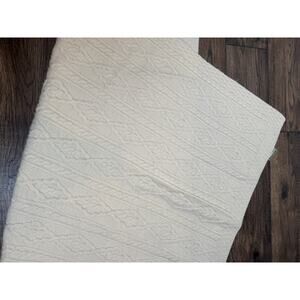 ARAN MOR Ireland 100% MERINO WOOL Luxury KNIT CREAM THROW BLANKET 52x42